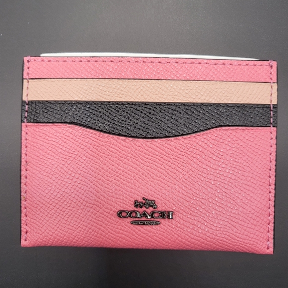 Coach Card Holder Bright Pink Colorblock 12070 - Picture 1 of 2